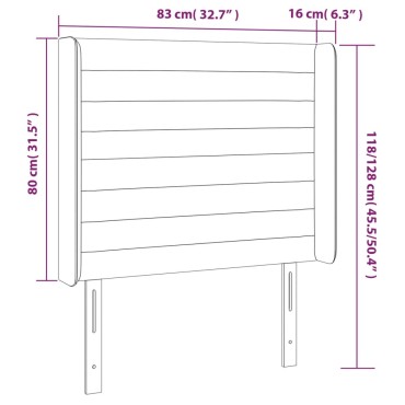 vidaXL Κεφαλάρι Κρεβατιού LED Μαύρο 83x16x118/128cm Βελούδινο 1 τεμ.