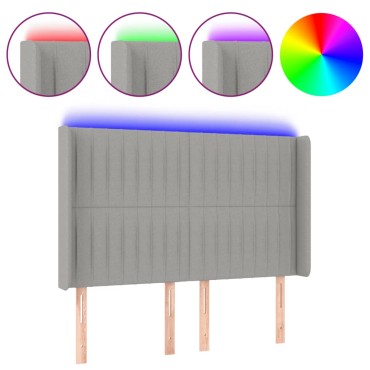 vidaXL Κεφαλάρι Κρεβατιού LED Ανοιχτό Γκρι 147x16x118/128cm 1 τεμ.