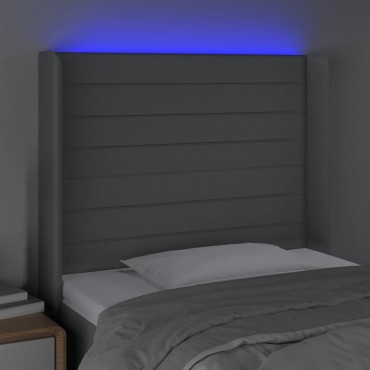 vidaXL Κεφαλάρι Κρεβατιού LED Ανοιχτό Γκρι 83x16x118/128cm Υφασμάτινο 1 τεμ.