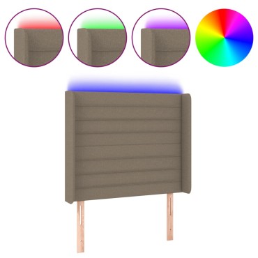 vidaXL Κεφαλάρι Κρεβατιού LED Taupe 93x16x118/128cm Υφασμάτινο 1 τεμ.