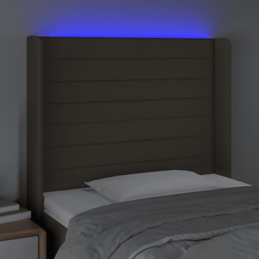 vidaXL Κεφαλάρι Κρεβατιού LED Taupe 93x16x118/128cm Υφασμάτινο 1 τεμ.