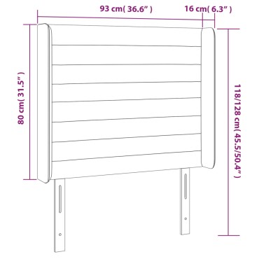 vidaXL Κεφαλάρι Κρεβατιού LED Taupe 93x16x118/128cm Υφασμάτινο 1 τεμ.