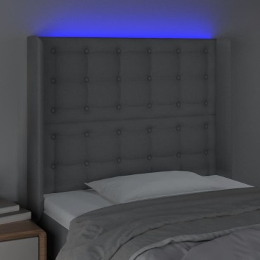 vidaXL Κεφαλάρι Κρεβατιού LED Ανοιχτό Γκρι 103x16x118/128cm 1 τεμ.