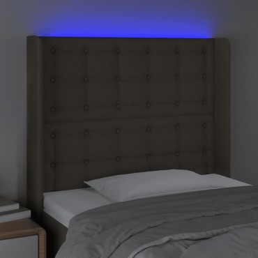 vidaXL Κεφαλάρι Κρεβατιού LED Taupe 103x16x118/128cm Υφασμάτινο 1 τεμ.