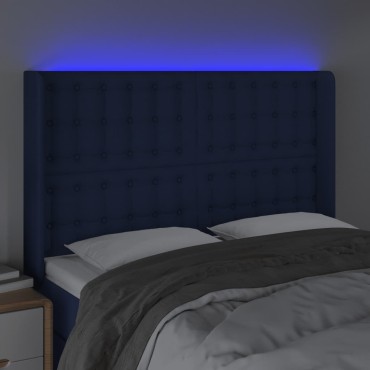 vidaXL Κεφαλάρι Κρεβατιού LED Μπλε 147x16x118/128cm Υφασμάτινο 1 τεμ.