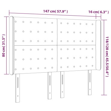 vidaXL Κεφαλάρι Κρεβατιού LED Μπλε 147x16x118/128cm Υφασμάτινο 1 τεμ.