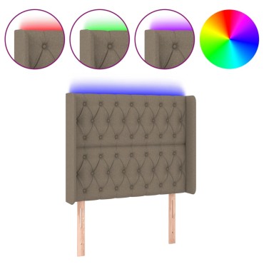 vidaXL Κεφαλάρι Κρεβατιού LED Taupe 103x16x118/128cm Υφασμάτινο 1 τεμ.
