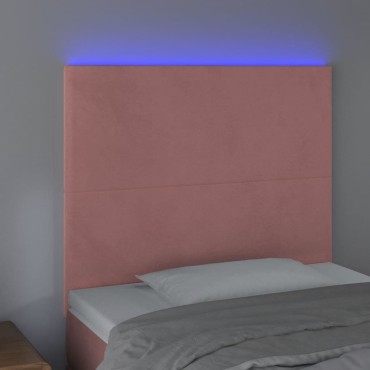 vidaXL Κεφαλάρι Κρεβατιού LED Ροζ 80x5x118/128cm Βελούδινο 1 τεμ.