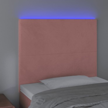 vidaXL Κεφαλάρι Κρεβατιού LED Ροζ 90x5x118/128cm Βελούδινο 1 τεμ.