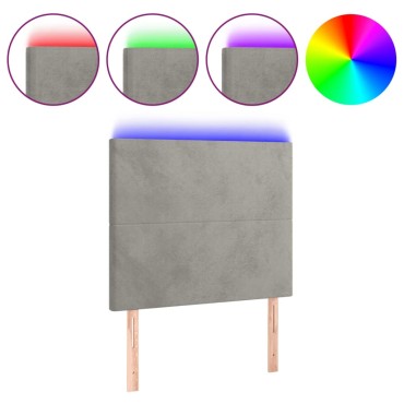 vidaXL Κεφαλάρι Κρεβατιού LED Ανοιχτό Γκρι 100x5x118/128cm Βελούδινο 1 τεμ.