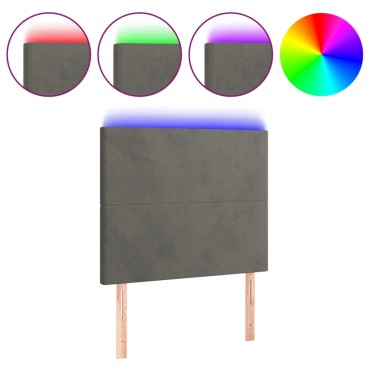vidaXL Κεφαλάρι Κρεβατιού LED Σκούρο Γκρι 100x5x118/128cm Βελούδινο 1 τεμ.