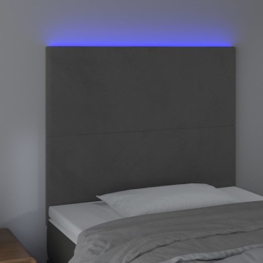 vidaXL Κεφαλάρι Κρεβατιού LED Σκούρο Γκρι 100x5x118/128cm Βελούδινο 1 τεμ.