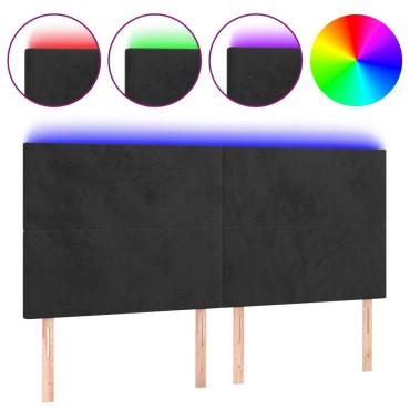 vidaXL Κεφαλάρι Κρεβατιού LED Μαύρο 200x5x118/128cm Βελούδινο 1 τεμ.