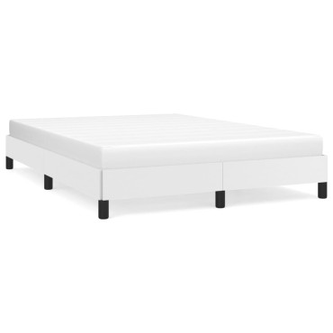 vidaXL Πλαίσιο Κρεβατιού Λευκό 140x190cm από Συνθετικό Δέρμα 1 τεμ. - Μονό