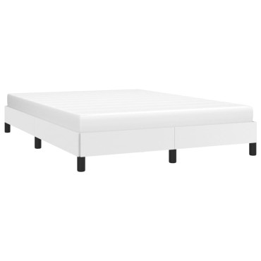 vidaXL Πλαίσιο Κρεβατιού Λευκό 140x190cm από Συνθετικό Δέρμα 1 τεμ. - Μονό