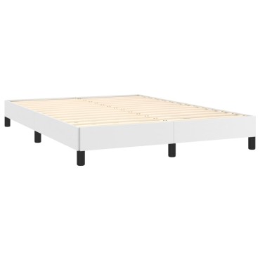 vidaXL Πλαίσιο Κρεβατιού Λευκό 140x190cm από Συνθετικό Δέρμα 1 τεμ. - Μονό