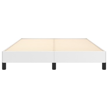 vidaXL Πλαίσιο Κρεβατιού Λευκό 140x190cm από Συνθετικό Δέρμα 1 τεμ. - Μονό