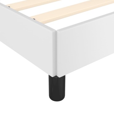 vidaXL Πλαίσιο Κρεβατιού Λευκό 140x190cm από Συνθετικό Δέρμα 1 τεμ. - Μονό