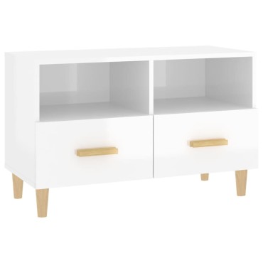vidaXL Έπιπλο Τηλεόρασης Γυαλ. Λευκό 80x36x50cm Επεξεργασμένο Ξύλο