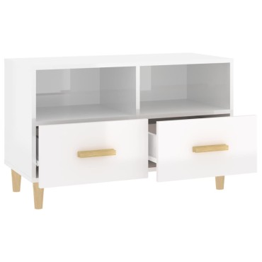 vidaXL Έπιπλο Τηλεόρασης Γυαλ. Λευκό 80x36x50cm Επεξεργασμένο Ξύλο