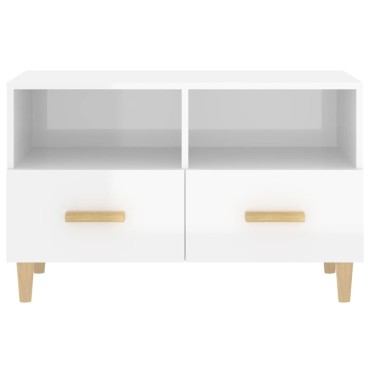vidaXL Έπιπλο Τηλεόρασης Γυαλ. Λευκό 80x36x50cm Επεξεργασμένο Ξύλο