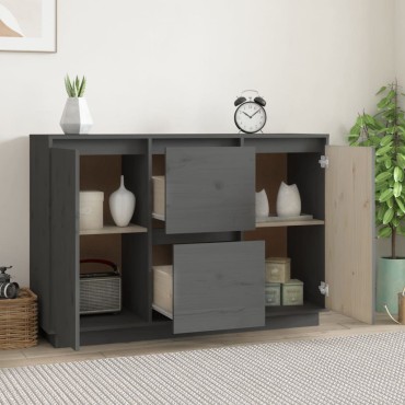vidaXL Συρταριέρα Γκρι 111x34x75cm από Μασίφ Ξύλο Πεύκου 1 τεμ.