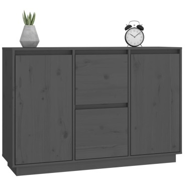 vidaXL Συρταριέρα Γκρι 111x34x75cm από Μασίφ Ξύλο Πεύκου 1 τεμ.
