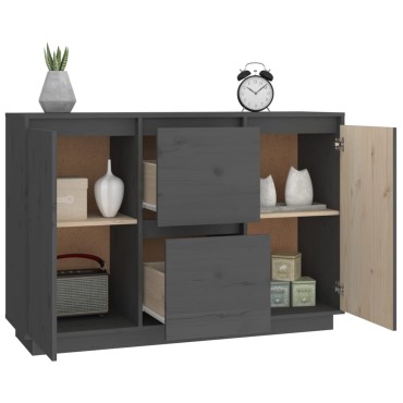 vidaXL Συρταριέρα Γκρι 111x34x75cm από Μασίφ Ξύλο Πεύκου 1 τεμ.