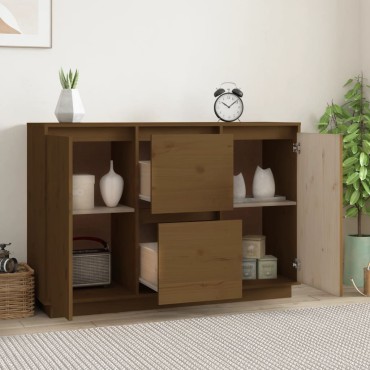 vidaXL Ντουλάπι Καφέ Μελί 111x34x75cm από Μασίφ Ξύλο Πεύκου 1 τεμ.