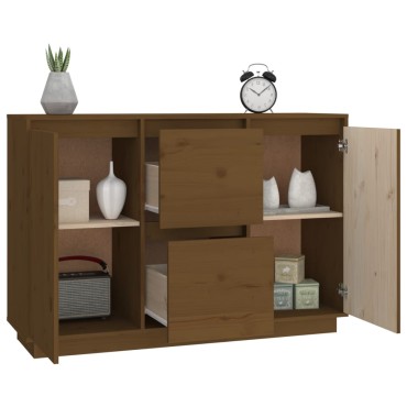 vidaXL Ντουλάπι Καφέ Μελί 111x34x75cm από Μασίφ Ξύλο Πεύκου 1 τεμ.