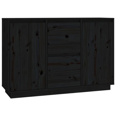 vidaXL Ντουλάπι Μαύρος 111x34x75cm από Μασίφ Ξύλο Πεύκου 1 τεμ.