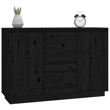 vidaXL Ντουλάπι Μαύρος 111x34x75cm από Μασίφ Ξύλο Πεύκου 1 τεμ.