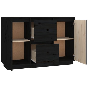 vidaXL Ντουλάπι Μαύρος 111x34x75cm από Μασίφ Ξύλο Πεύκου 1 τεμ.