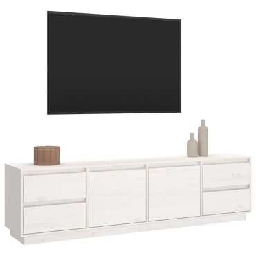vidaXL Έπιπλο Τηλεόρασης Λευκό 176x37x47,5cm από Μασίφ Ξύλο Πεύκου