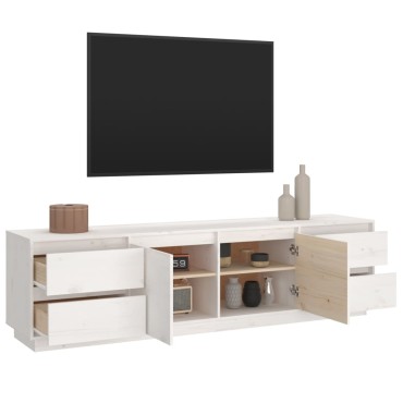 vidaXL Έπιπλο Τηλεόρασης Λευκό 176x37x47,5cm από Μασίφ Ξύλο Πεύκου