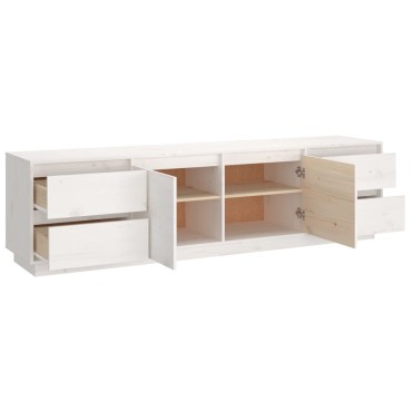 vidaXL Έπιπλο Τηλεόρασης Λευκό 176x37x47,5cm από Μασίφ Ξύλο Πεύκου