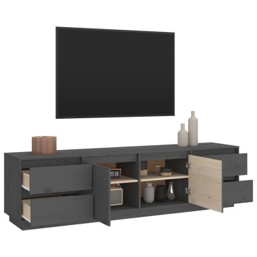 vidaXL Έπιπλο Τηλεόρασης Γκρι 176x37x47,5cm από Μασίφ Ξύλο Πεύκου