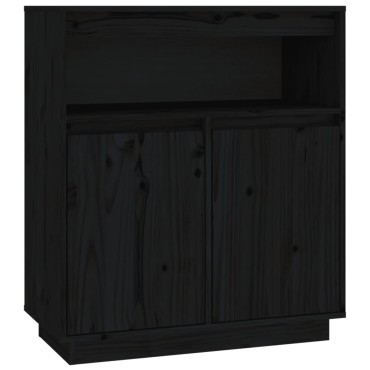 vidaXL Συρταριέρα Μαύρος 70x34x80cm από Μασίφ Ξύλο Πεύκου 1 τεμ.