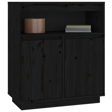 vidaXL Συρταριέρα Μαύρος 70x34x80cm από Μασίφ Ξύλο Πεύκου 1 τεμ.