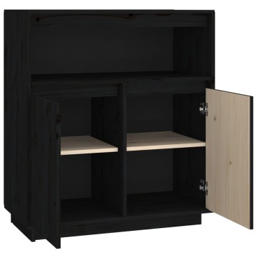 vidaXL Συρταριέρα Μαύρος 70x34x80cm από Μασίφ Ξύλο Πεύκου 1 τεμ.
