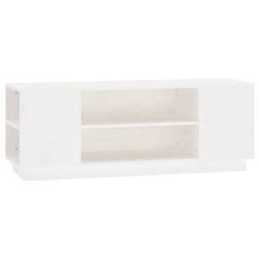 vidaXL Έπιπλο Τηλεόρασης Λευκό 110x35x40,5cm από Μασίφ Ξύλο Πεύκου