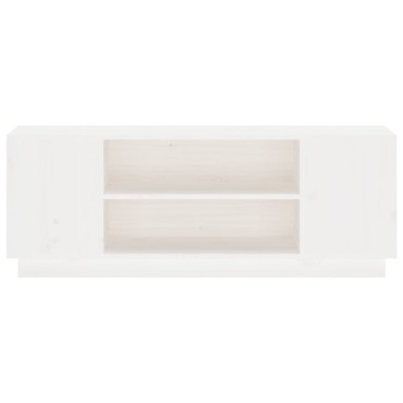 vidaXL Έπιπλο Τηλεόρασης Λευκό 110x35x40,5cm από Μασίφ Ξύλο Πεύκου