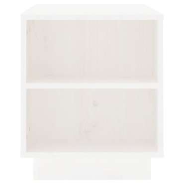 vidaXL Έπιπλο Τηλεόρασης Λευκό 110x35x40,5cm από Μασίφ Ξύλο Πεύκου