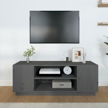 vidaXL Έπιπλο Τηλεόρασης Γκρι 110x35x40,5cm από Μασίφ Ξύλο Πεύκου