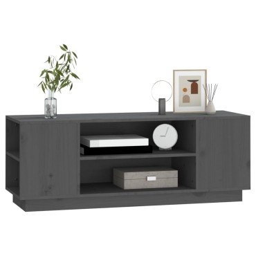 vidaXL Έπιπλο Τηλεόρασης Γκρι 110x35x40,5cm από Μασίφ Ξύλο Πεύκου
