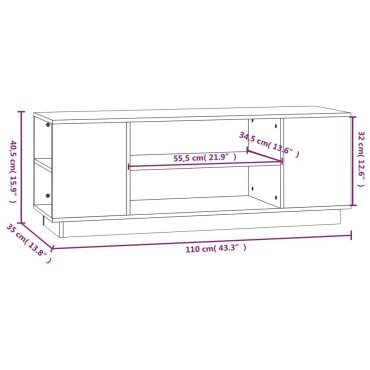 vidaXL Έπιπλο Τηλεόρασης Γκρι 110x35x40,5cm από Μασίφ Ξύλο Πεύκου