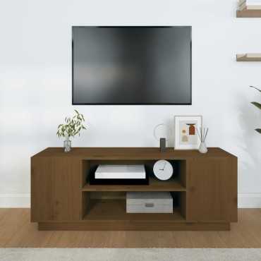 vidaXL Έπιπλο Τηλεόρασης Καφέ Μελί 110x35x40,5cm από Μασίφ Ξύλο Πεύκου