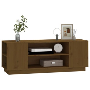 vidaXL Έπιπλο Τηλεόρασης Καφέ Μελί 110x35x40,5cm από Μασίφ Ξύλο Πεύκου