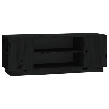 vidaXL Έπιπλο Τηλεόρασης Μαύρο 110x35x40,5cm από Μασίφ Ξύλο Πεύκου