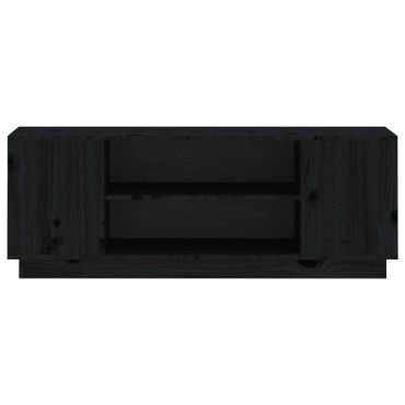 vidaXL Έπιπλο Τηλεόρασης Μαύρο 110x35x40,5cm από Μασίφ Ξύλο Πεύκου